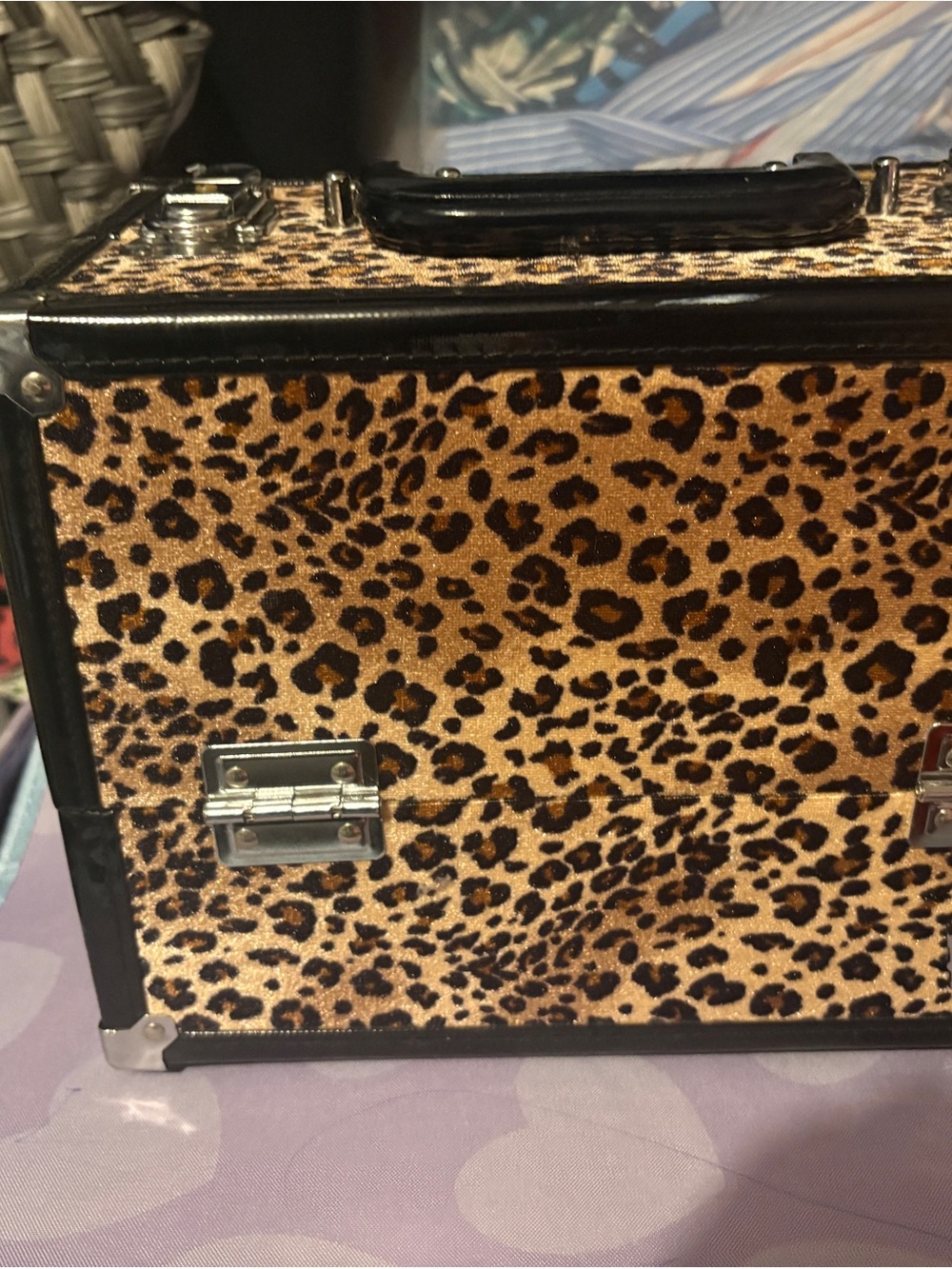 Leopard Print Train Case Makeup Organizer - Brown/Black